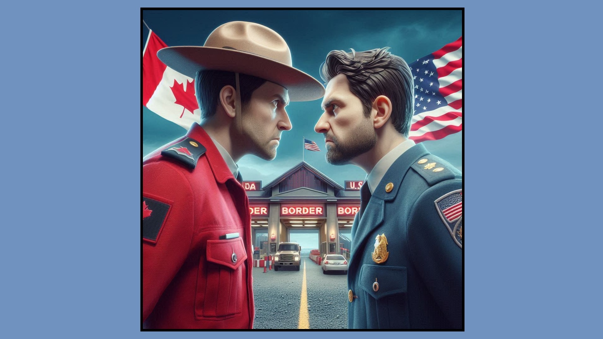 American and Canadian Border Agents Face to Face Over Tariffs 